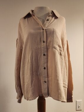 entro Beige Gauze Button-Down Shirt